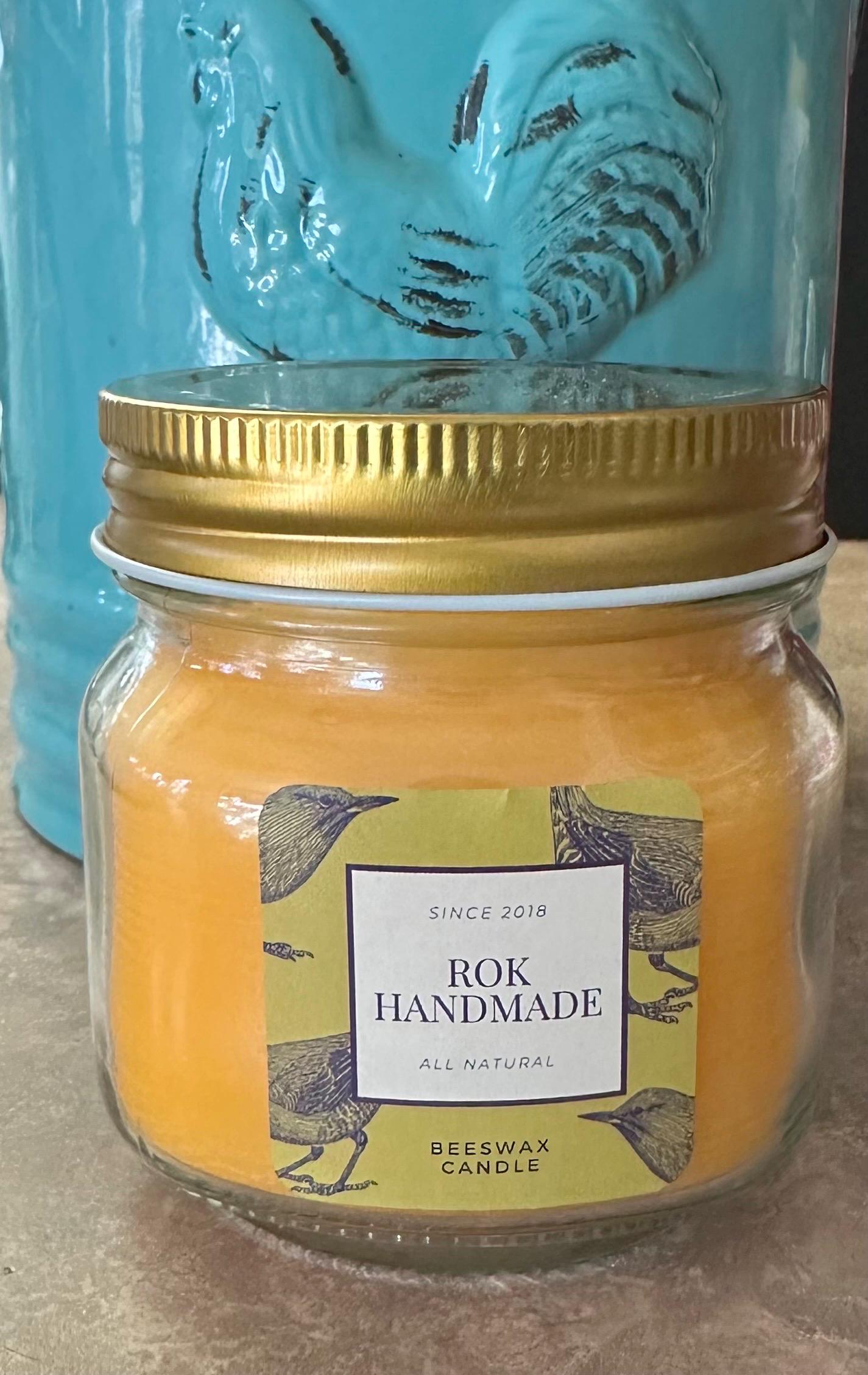 8oz Pure Beeswax Candle: Mason Jar, Clean Burning