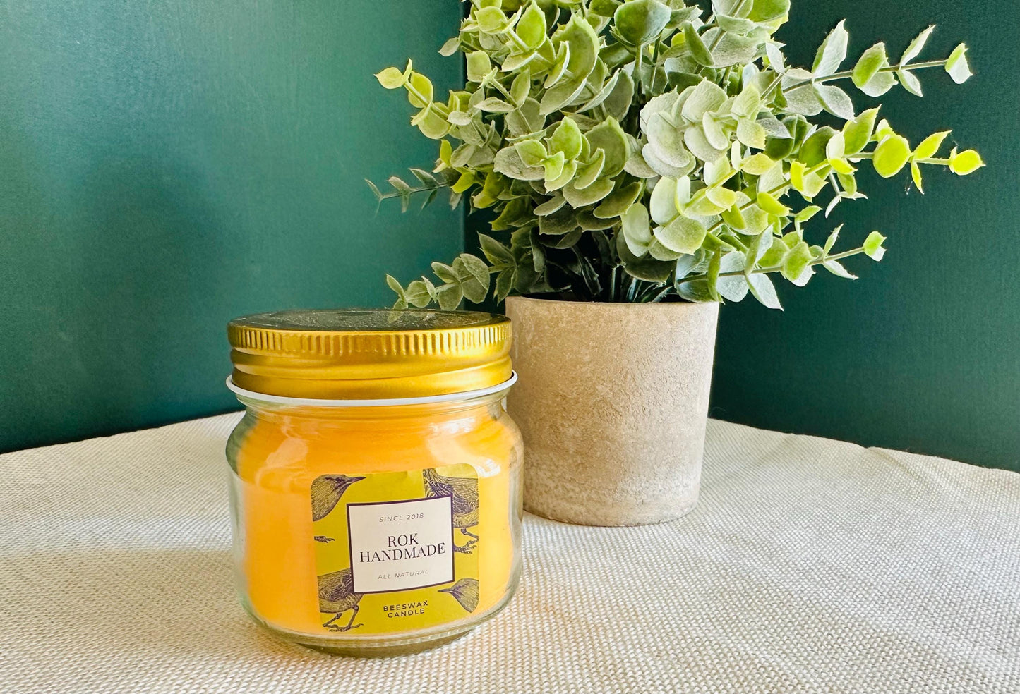 8oz Pure Beeswax Candle: Mason Jar, Clean Burning