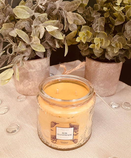 Hand Poured Beeswax Candle, Two-Wick Scented Candle (10 oz)