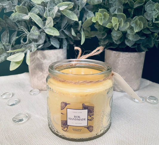 Unscented Beeswax Candle, Two-Wick 10oz Jar