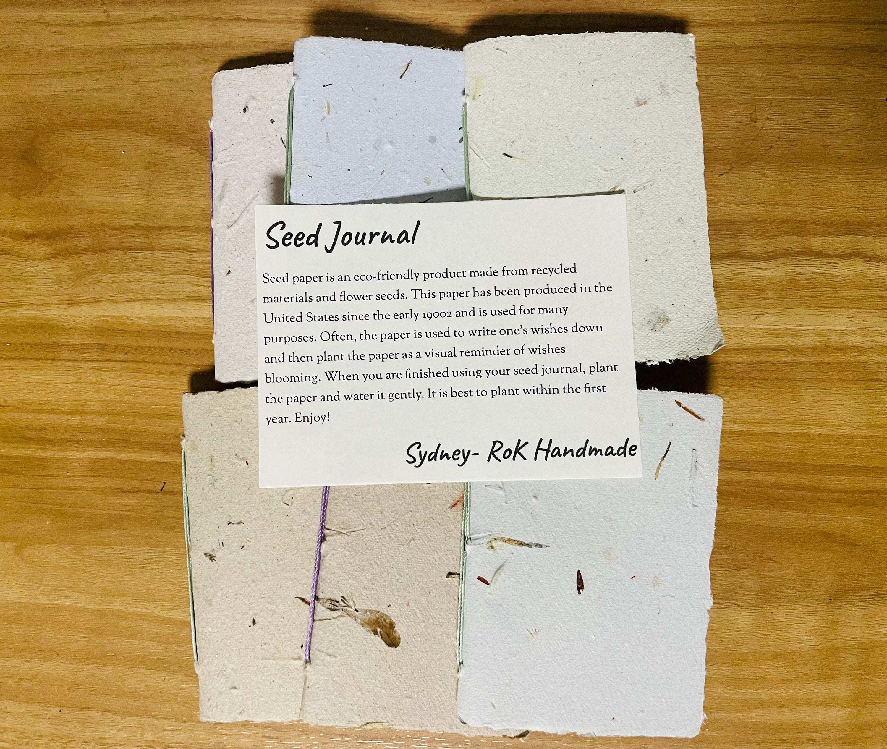 Pocket Seed Journal: Handmade Rag Cotton Paper (Bulk)