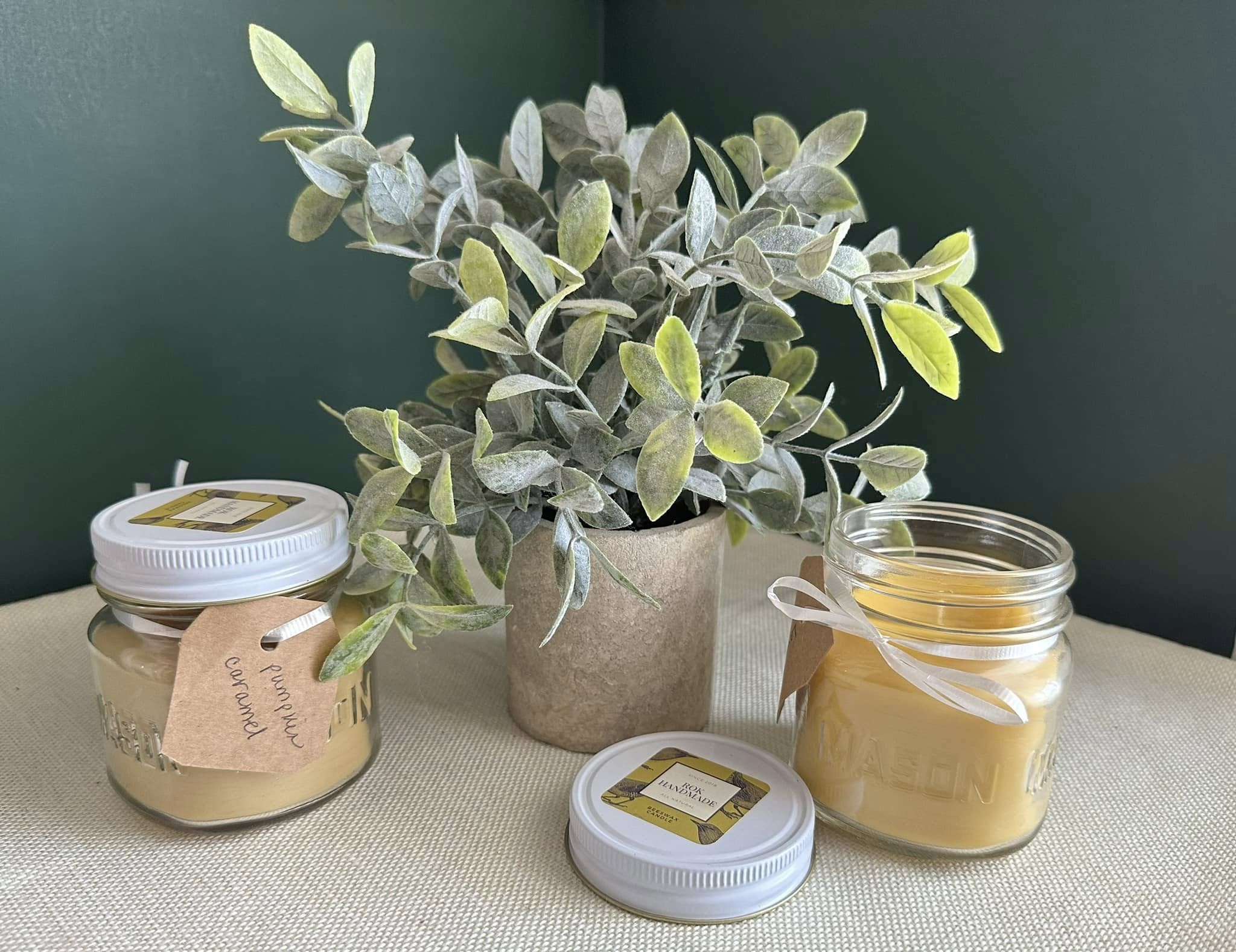 8oz Pure Beeswax Candle: Mason Jar, Clean Burning