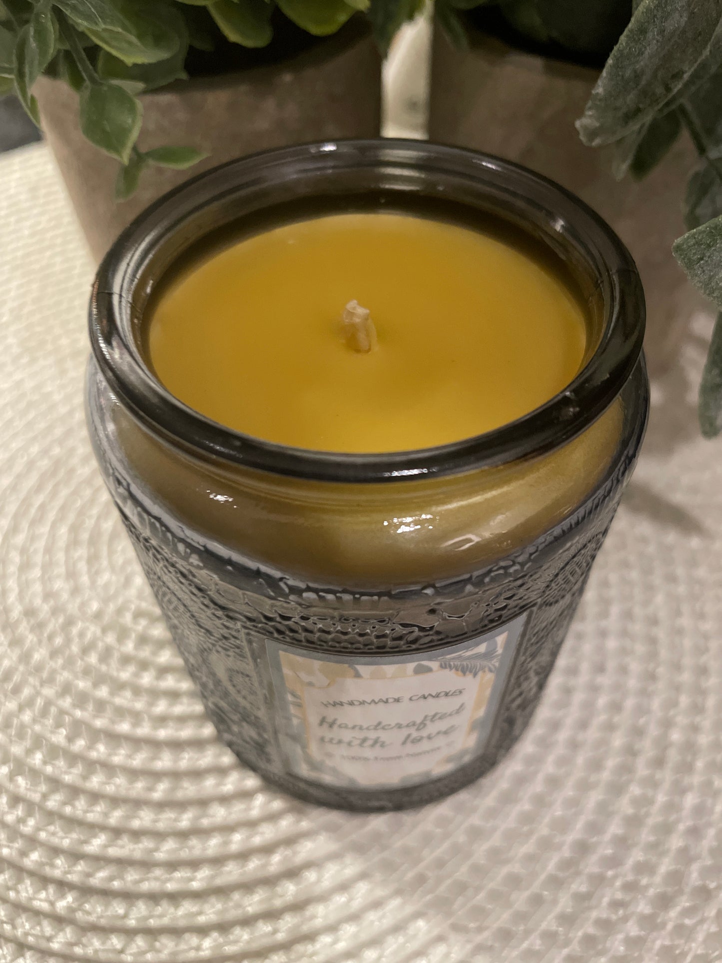 8oz Unscented Beeswax Candle